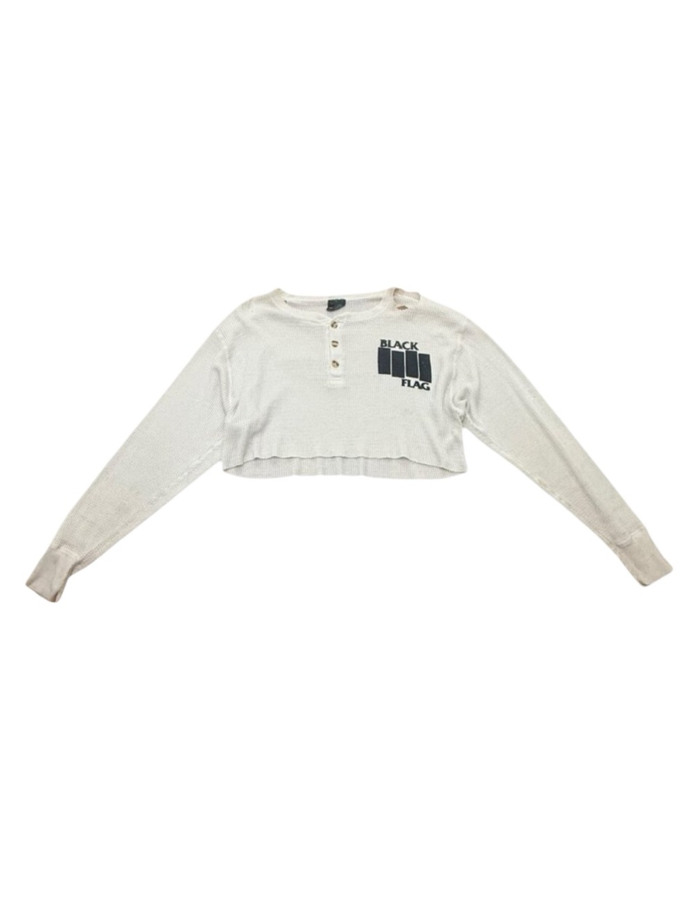Vintage Women’s Black Flag crop top l/s “High Sierra” waffle shirt y2k